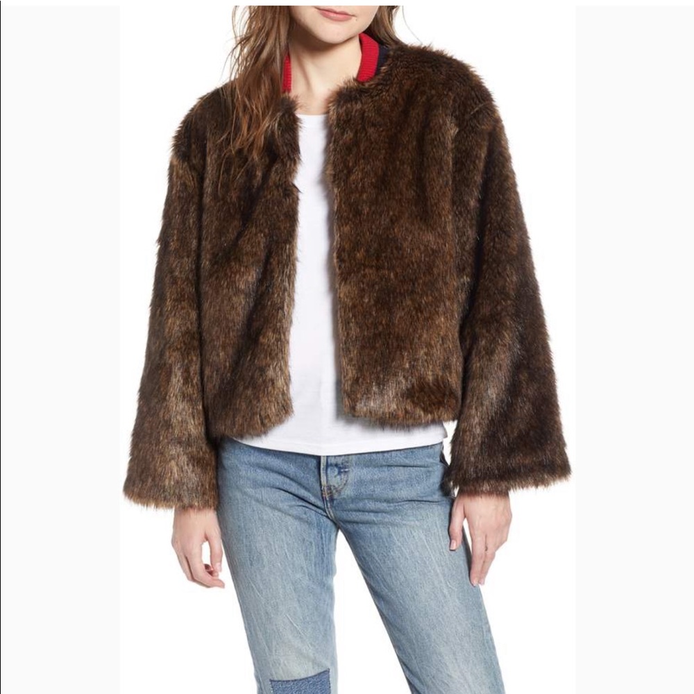 NWT LEVI’S JETSETTER CROP FAUX FUR BOMBER JACKET